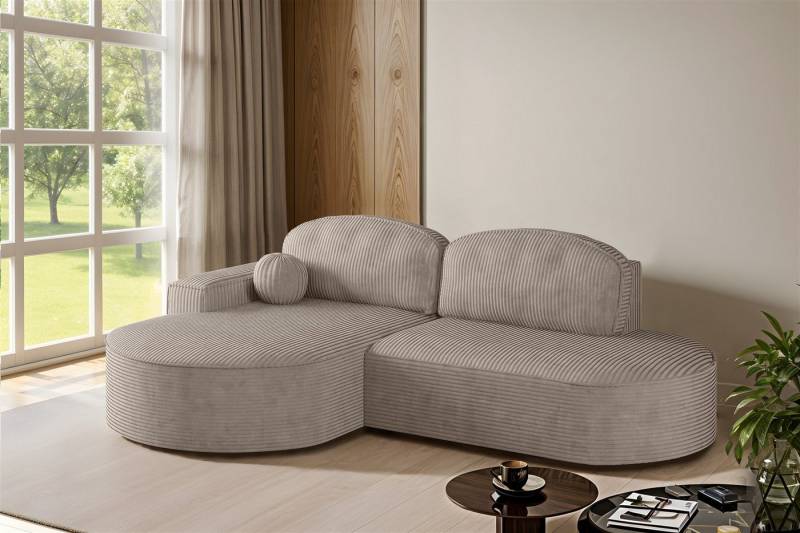 Fun Möbel Ecksofa Schlafsofa Sofa GIRONA mit Ottomane in Stoff Poso, Rundumbezug von Fun Möbel