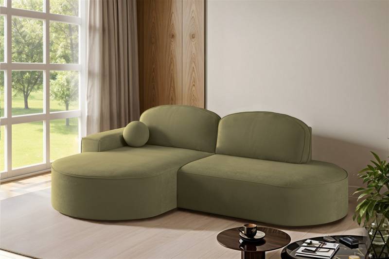 Fun Möbel Ecksofa Schlafsofa Sofa GIRONA mit Ottomane in Stoff Salvador, Rundumbezug von Fun Möbel
