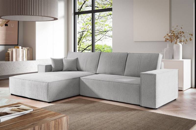 Fun Möbel Ecksofa Schlafsofa Sofa LEVIO in Stoff Aragon, Ottomane Links oder Rechts, Rundumbezug von Fun Möbel