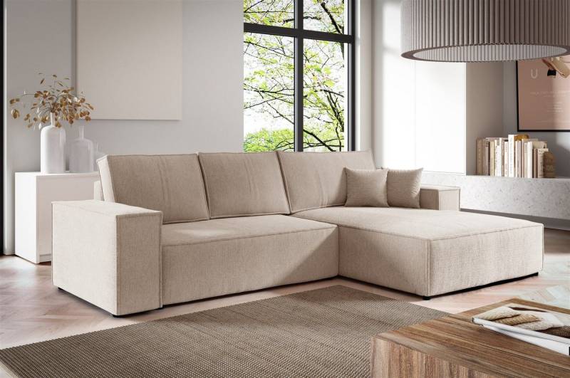 Fun Möbel Ecksofa Schlafsofa Sofa LEVIO in Stoff Aragon, Ottomane Links oder Rechts, Rundumbezug von Fun Möbel