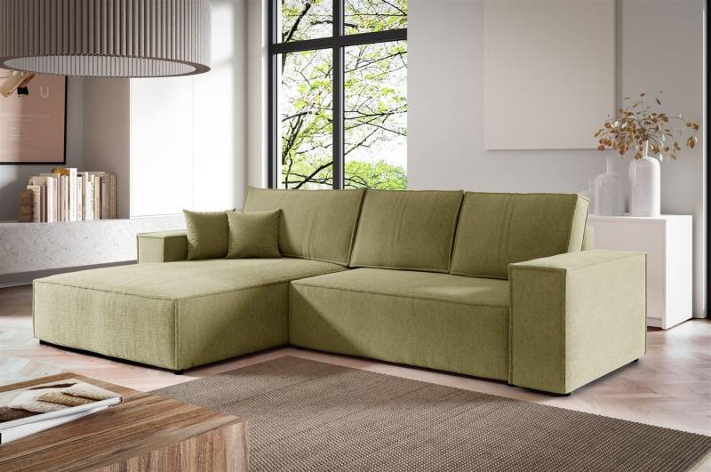 Fun Möbel Ecksofa Schlafsofa Sofa LEVIO in Stoff Aragon, Ottomane Links oder Rechts, Rundumbezug von Fun Möbel