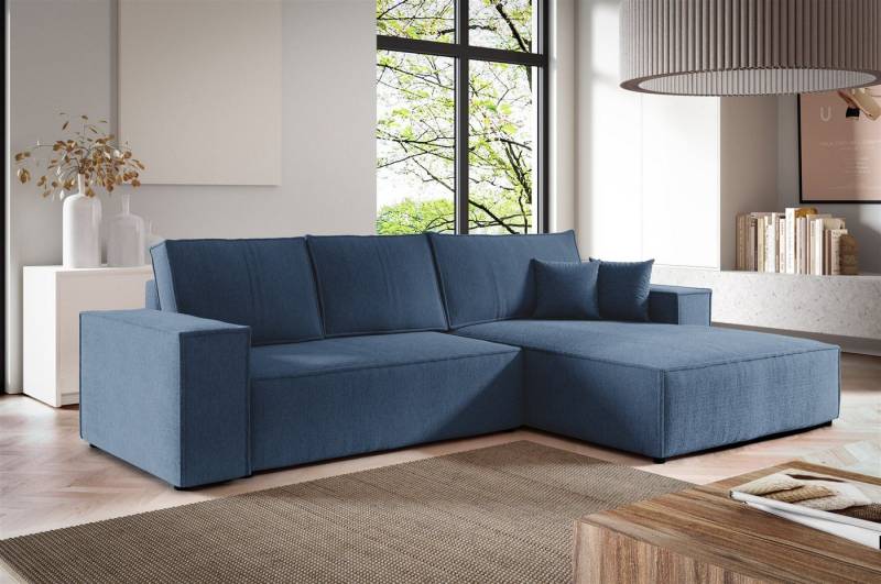 Fun Möbel Ecksofa Schlafsofa Sofa LEVIO in Stoff Aragon, Ottomane Links oder Rechts, Rundumbezug von Fun Möbel