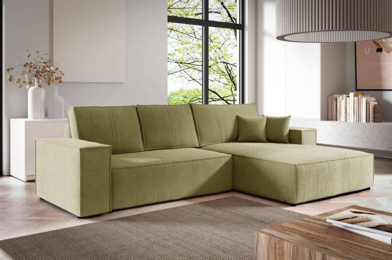 Fun Möbel Ecksofa Schlafsofa Sofa LEVIO in Stoff Aragon, Ottomane Links oder Rechts, Rundumbezug von Fun Möbel