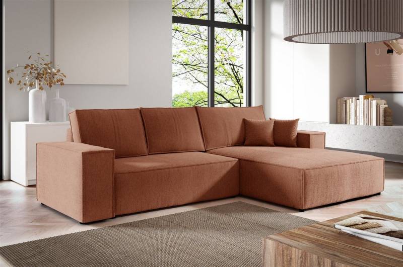 Fun Möbel Ecksofa Schlafsofa Sofa LEVIO in Stoff Aragon, Ottomane Links oder Rechts, Rundumbezug von Fun Möbel