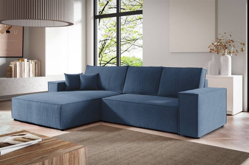 Fun Möbel Ecksofa Schlafsofa Sofa LEVIO in Stoff Aragon, Ottomane Links oder Rechts, Rundumbezug von Fun Möbel