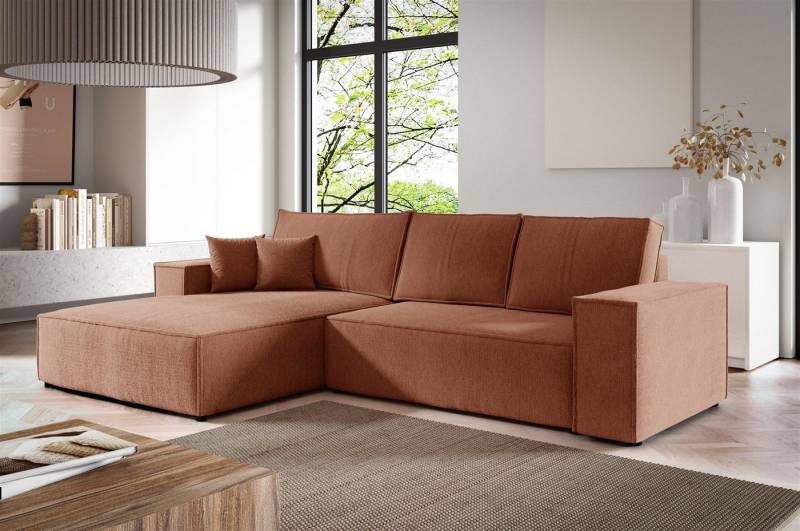 Fun Möbel Ecksofa Schlafsofa Sofa LEVIO in Stoff Aragon, Ottomane Links oder Rechts, Rundumbezug von Fun Möbel