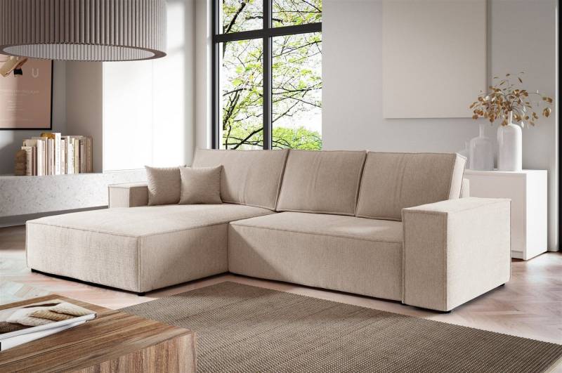 Fun Möbel Ecksofa Schlafsofa Sofa LEVIO in Stoff Aragon, Ottomane Links oder Rechts, Rundumbezug von Fun Möbel