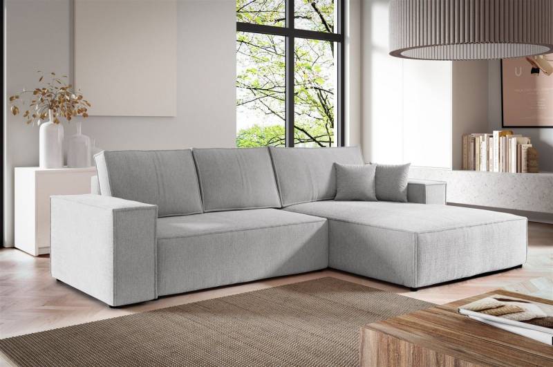 Fun Möbel Ecksofa Schlafsofa Sofa LEVIO in Stoff Aragon, Ottomane Links oder Rechts, Rundumbezug von Fun Möbel