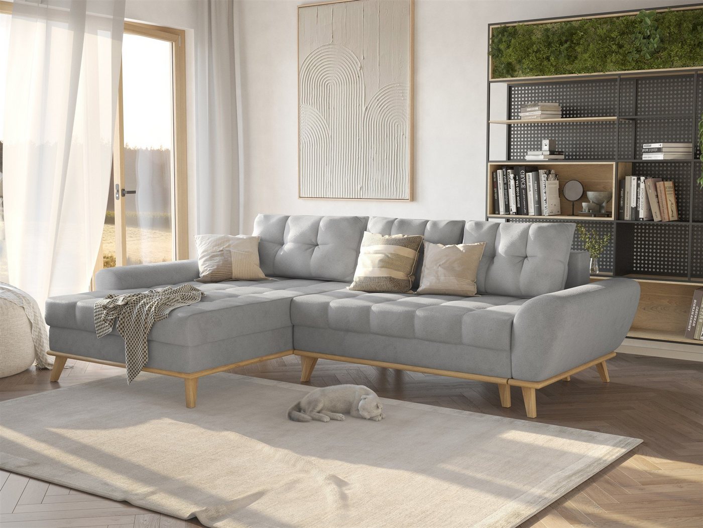 Fun Möbel Ecksofa Schlafsofa Sofa MARTINA Ottomane Rechts oder Links in Stoff Enjoy, Inkl. Schlaffunktion und Bettkasten, Rundumbezug Fun Möbel Ecksofa Schlafsofa Sofa MARTINA Ottomane Rechts oder Links in Stoff Enjoy, Inkl. Schlaffunktion und Bettkasten, Rundumbezug von Fun Möbel