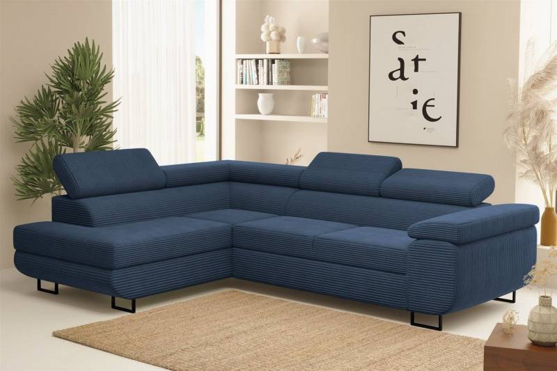 Fun Möbel Ecksofa Schlafsofa Sofa METZ Stoff Poso, Ottomane Rechts oder Links, inkl. Schlaffunktion mit Bettkasten von Fun Möbel