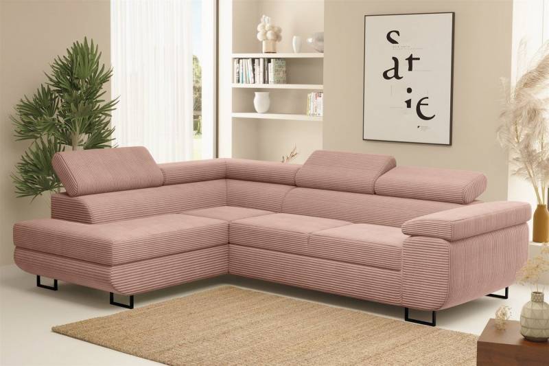 Fun Möbel Ecksofa Schlafsofa Sofa METZ Stoff Poso, Ottomane Rechts oder Links, inkl. Schlaffunktion mit Bettkasten von Fun Möbel