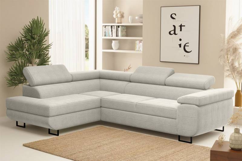 Fun Möbel Ecksofa Schlafsofa Sofa METZ Stoff Poso, Ottomane Rechts oder Links, inkl. Schlaffunktion mit Bettkasten von Fun Möbel