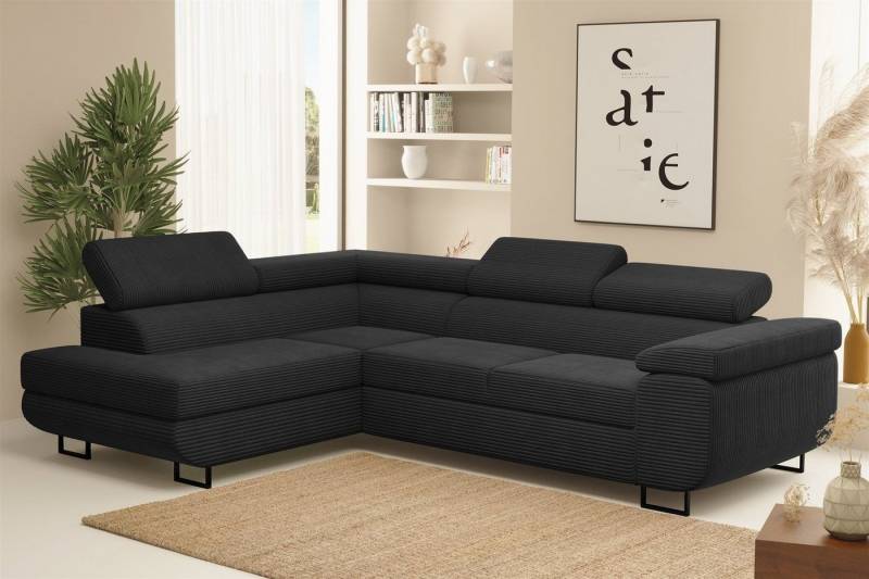 Fun Möbel Ecksofa Schlafsofa Sofa METZ Stoff Poso, Ottomane Rechts oder Links, inkl. Schlaffunktion mit Bettkasten von Fun Möbel