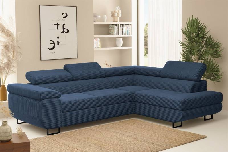 Fun Möbel Ecksofa Schlafsofa Sofa METZ Stoff Poso, Ottomane Rechts oder Links, inkl. Schlaffunktion mit Bettkasten von Fun Möbel
