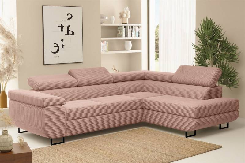 Fun Möbel Ecksofa Schlafsofa Sofa METZ Stoff Poso, Ottomane Rechts oder Links, inkl. Schlaffunktion mit Bettkasten von Fun Möbel