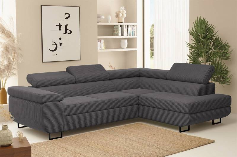 Fun Möbel Ecksofa Schlafsofa Sofa METZ Stoff Poso, Ottomane Rechts oder Links, inkl. Schlaffunktion mit Bettkasten von Fun Möbel