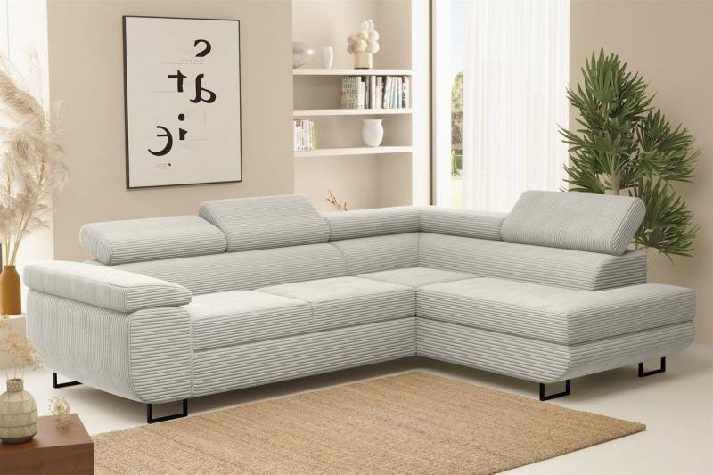 Fun Möbel Ecksofa Schlafsofa Sofa METZ Stoff Poso, Ottomane Rechts oder Links, inkl. Schlaffunktion mit Bettkasten von Fun Möbel