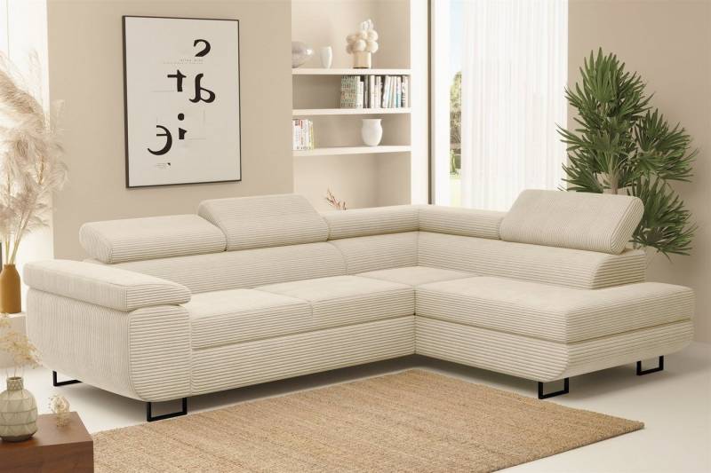 Fun Möbel Ecksofa Schlafsofa Sofa METZ Stoff Poso, Ottomane Rechts oder Links, inkl. Schlaffunktion mit Bettkasten von Fun Möbel