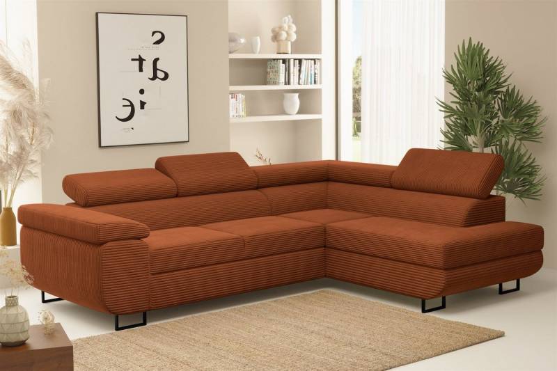 Fun Möbel Ecksofa Schlafsofa Sofa METZ Stoff Poso, Ottomane Rechts oder Links, inkl. Schlaffunktion mit Bettkasten von Fun Möbel