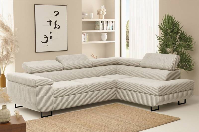 Fun Möbel Ecksofa Schlafsofa Sofa METZ Stoff Poso, Ottomane Rechts oder Links, inkl. Schlaffunktion mit Bettkasten von Fun Möbel