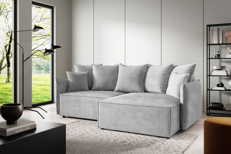Fun Möbel Ecksofa Schlafsofa Sofa MINEA mit Ottomane in Stoff, Rundumbezug von Fun Möbel