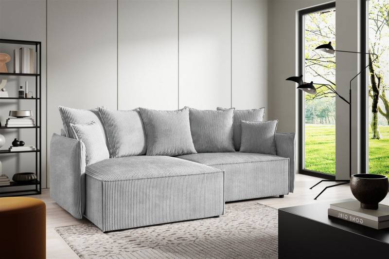 Fun Möbel Ecksofa Schlafsofa Sofa MINEA mit Ottomane in Stoff, Rundumbezug von Fun Möbel