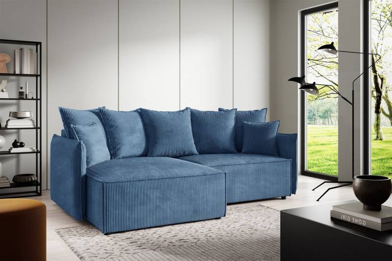Fun Möbel Ecksofa Schlafsofa Sofa MINEA mit Ottomane in Stoff, Rundumbezug von Fun Möbel