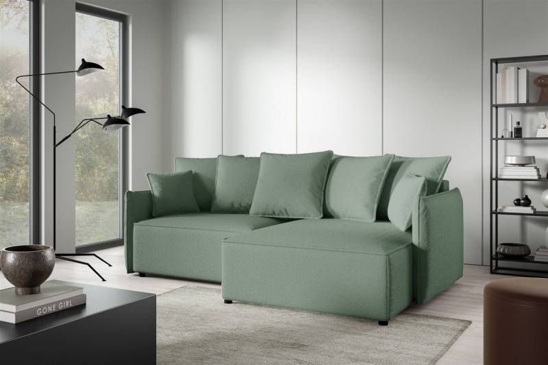 Fun Möbel Ecksofa Schlafsofa Sofa MINEA mit Ottomane in Stoff, Rundumbezug von Fun Möbel