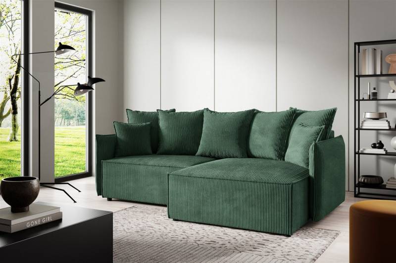 Fun Möbel Ecksofa Schlafsofa Sofa MINEA mit Ottomane in Stoff, Rundumbezug von Fun Möbel