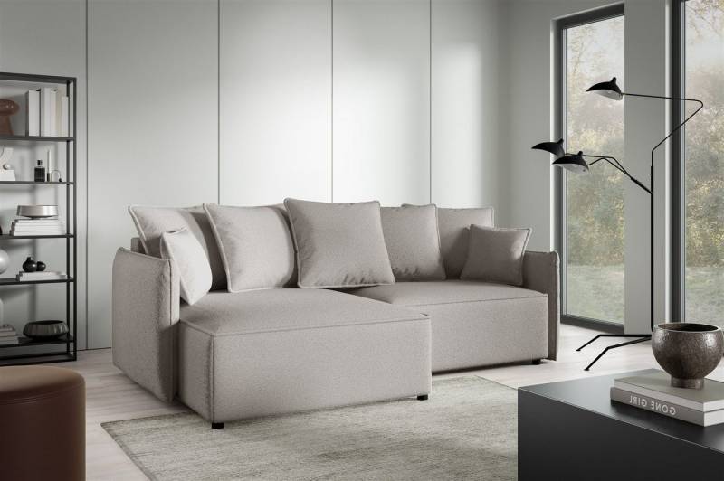 Fun Möbel Ecksofa Schlafsofa Sofa MINEA mit Ottomane in Stoff, Rundumbezug von Fun Möbel