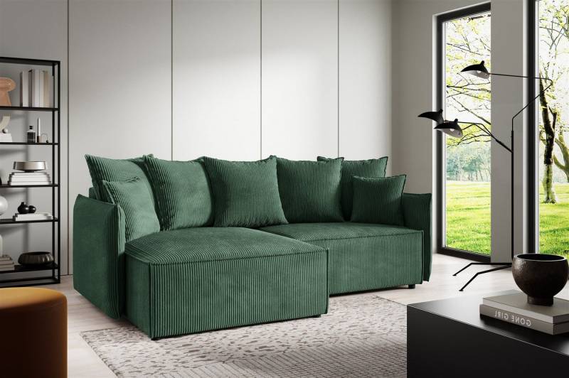 Fun Möbel Ecksofa Schlafsofa Sofa MINEA mit Ottomane in Stoff, Rundumbezug von Fun Möbel