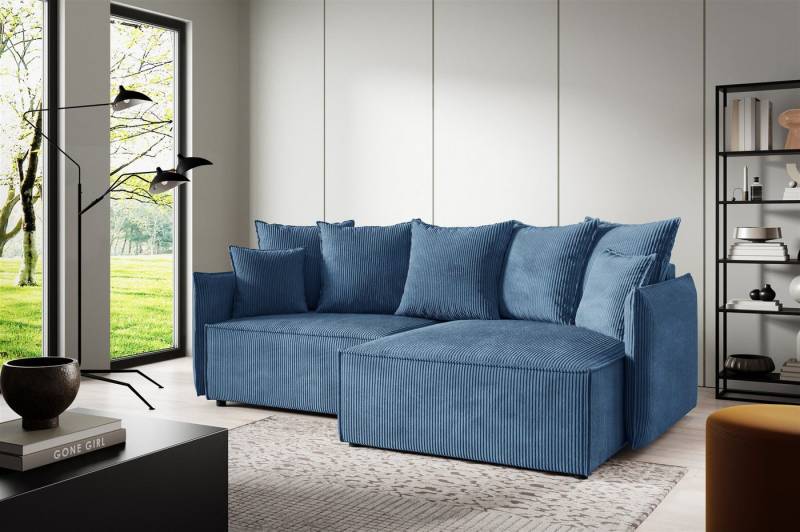 Fun Möbel Ecksofa Schlafsofa Sofa MINEA mit Ottomane in Stoff, Rundumbezug von Fun Möbel