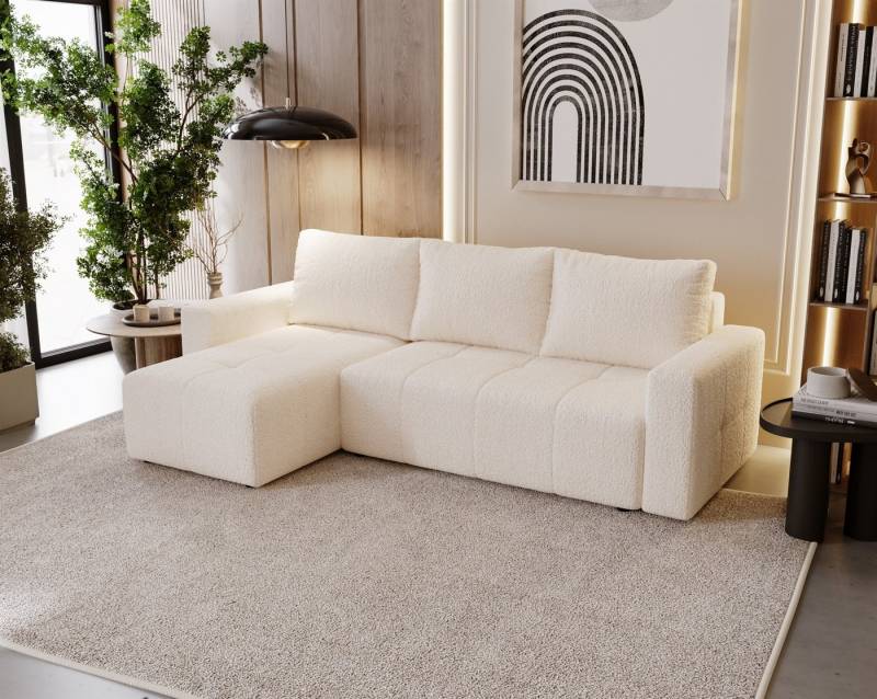 Fun Möbel Ecksofa Schlafsofa Sofa NOHA in Stoff, Ottomane Links oder Rechts, Bettkasten u nd Rundumbezug von Fun Möbel