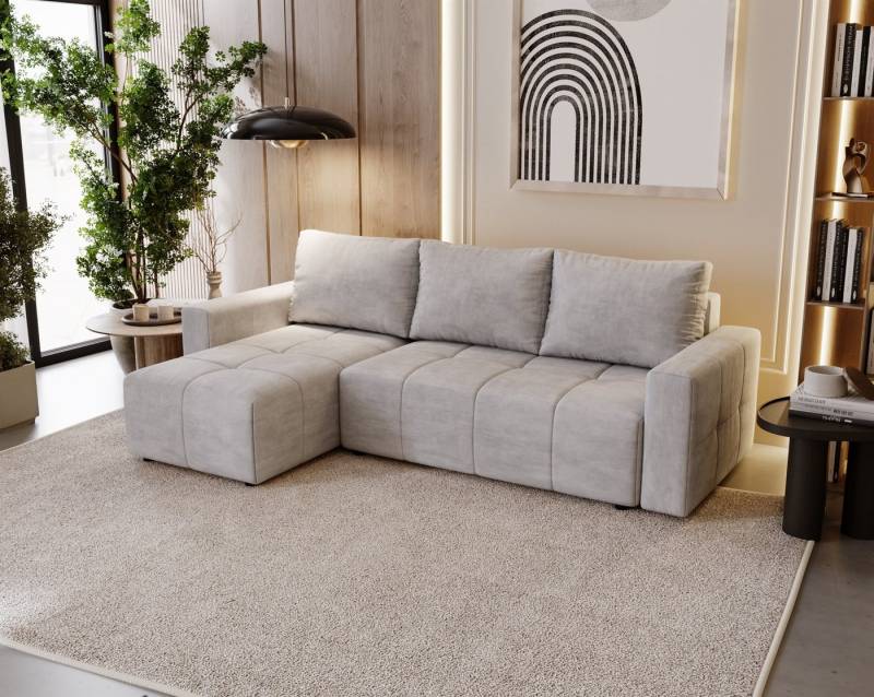 Fun Möbel Ecksofa Schlafsofa Sofa NOHA in Stoff, Ottomane Links oder Rechts, Bettkasten u nd Rundumbezug von Fun Möbel