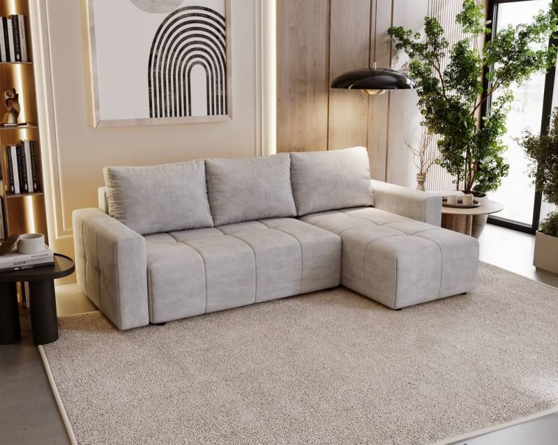 Fun Möbel Ecksofa Schlafsofa Sofa NOHA in Stoff, Ottomane Links oder Rechts, Bettkasten u nd Rundumbezug von Fun Möbel