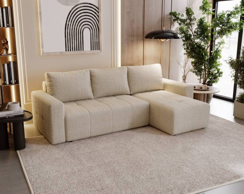 Fun Möbel Ecksofa Schlafsofa Sofa NOHA in Stoff, Ottomane Links oder Rechts, Bettkasten u nd Rundumbezug von Fun Möbel