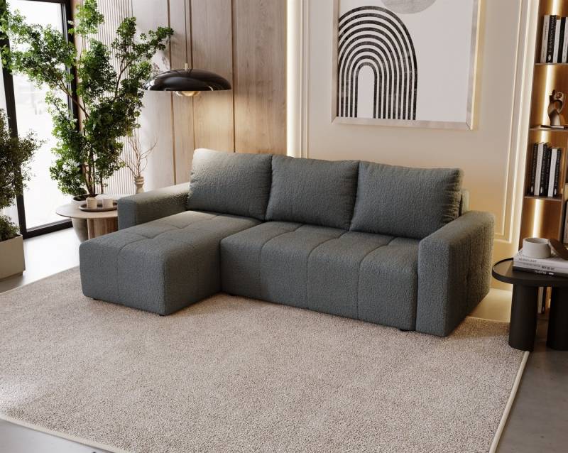 Fun Möbel Ecksofa Schlafsofa Sofa NOHA in Stoff, Ottomane Links oder Rechts, Bettkasten u nd Rundumbezug von Fun Möbel