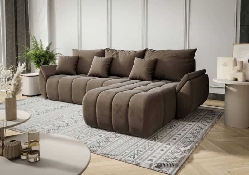 Fun Möbel Ecksofa Schlafsofa Sofa OSAKA in Stoff Monolith, Ottomane Links oder Rechts, Rundumbezug von Fun Möbel