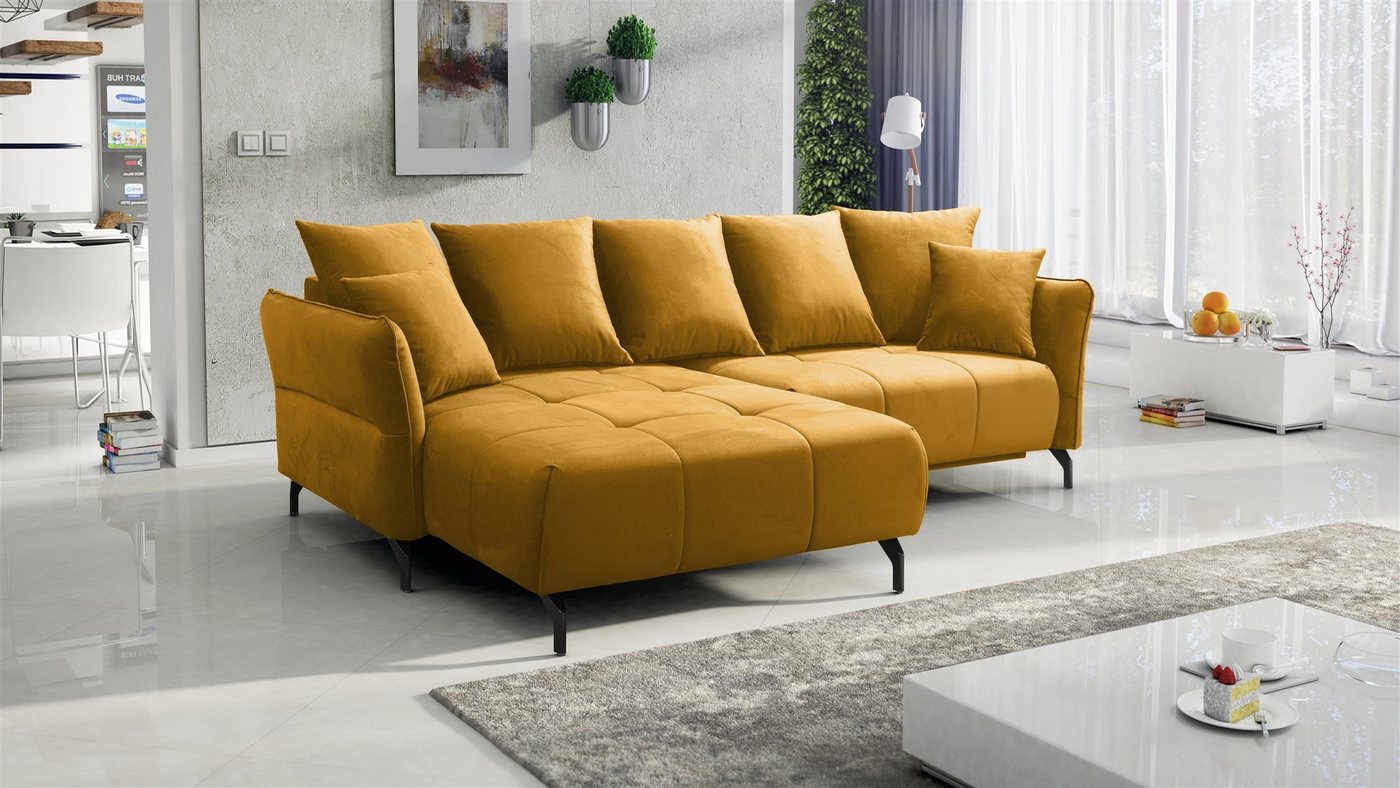 Fun Möbel Ecksofa Schlafsofa Sofa SADIE in Stoff Element, Ottomane Links oder Rechts, Rundumbezug, Bettkasten von Fun Möbel