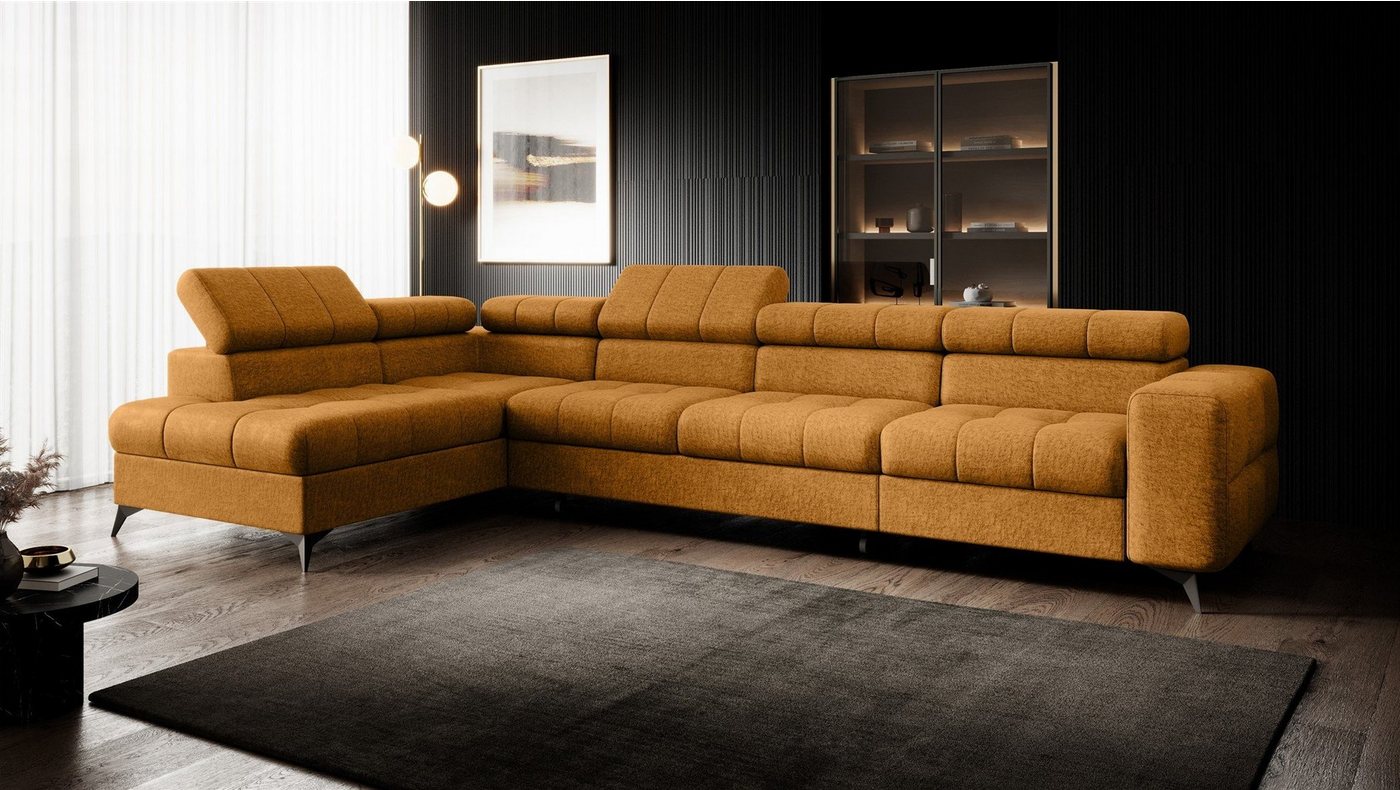 Fun Möbel Ecksofa Schlafsofa Sofa SPARKS MAX in Stoff Infinity, Einstellbare Kopfstützen, inkl. Schlaffunktion mit Bettkasten, Rundumbezug von Fun Möbel