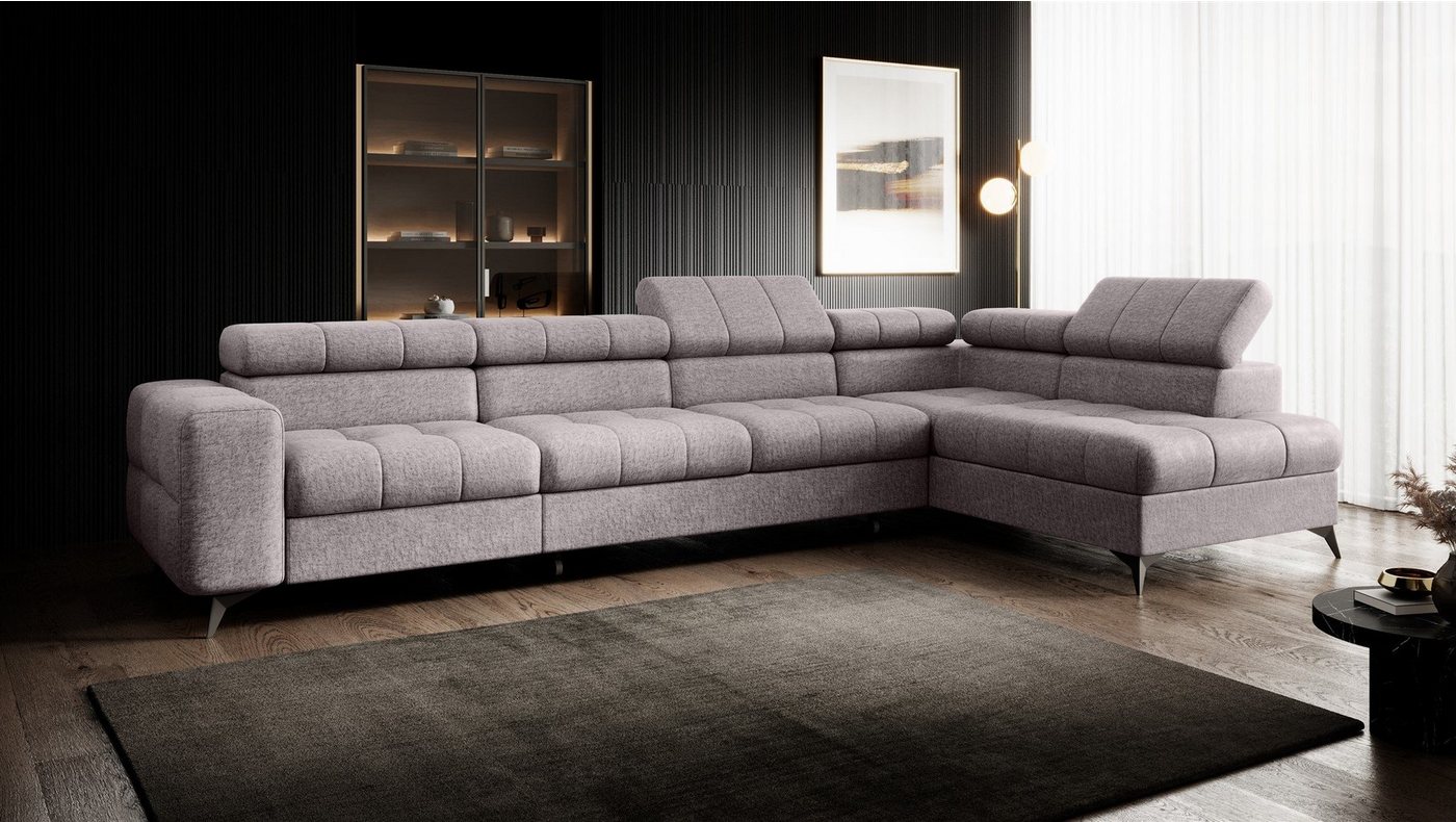 Fun Möbel Ecksofa Schlafsofa Sofa SPARKS MAX in Stoff Infinity, Einstellbare Kopfstützen, inkl. Schlaffunktion mit Bettkasten, Rundumbezug von Fun Möbel