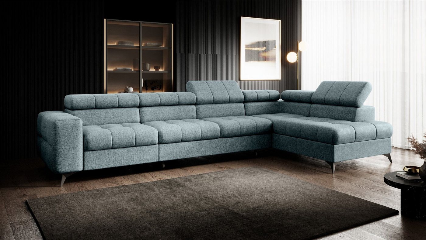 Fun Möbel Ecksofa Schlafsofa Sofa SPARKS MAX in Stoff Infinity, Einstellbare Kopfstützen, inkl. Schlaffunktion mit Bettkasten, Rundumbezug von Fun Möbel