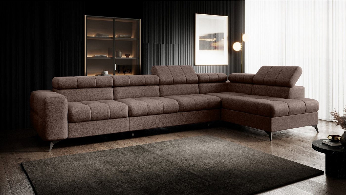 Fun Möbel Ecksofa Schlafsofa Sofa SPARKS MAX in Stoff Infinity, Einstellbare Kopfstützen, inkl. Schlaffunktion mit Bettkasten, Rundumbezug von Fun Möbel