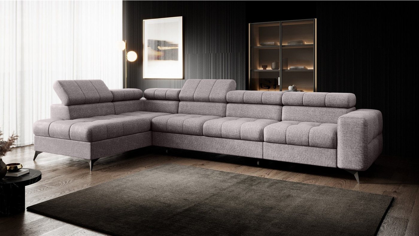 Fun Möbel Ecksofa Schlafsofa Sofa SPARKS MAX in Stoff Infinity, Einstellbare Kopfstützen, inkl. Schlaffunktion mit Bettkasten, Rundumbezug von Fun Möbel