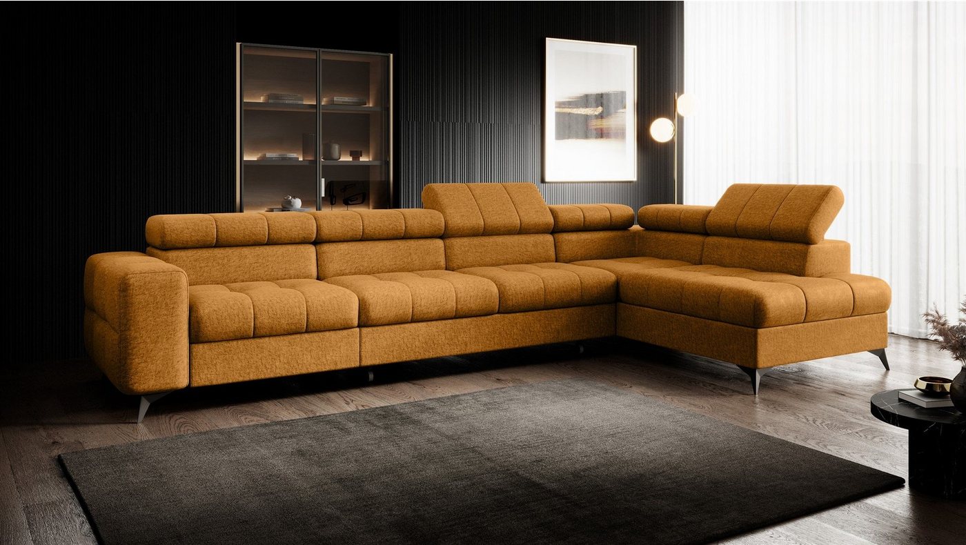 Fun Möbel Ecksofa Schlafsofa Sofa SPARKS MAX in Stoff Infinity, Einstellbare Kopfstützen, inkl. Schlaffunktion mit Bettkasten, Rundumbezug von Fun Möbel