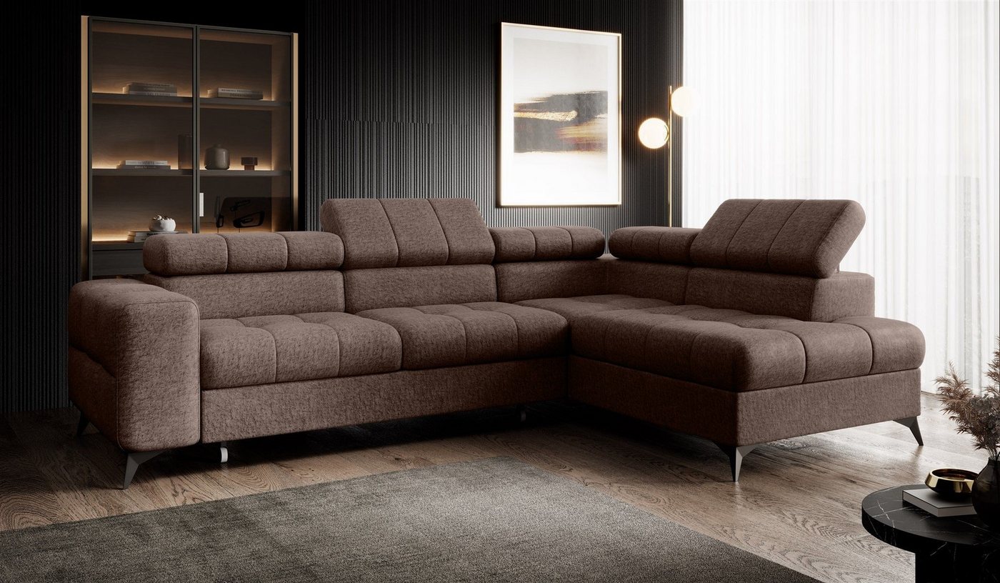 Fun Möbel Ecksofa Schlafsofa Sofa SPARKS in Stoff Infinity, Einstellbare Kopfstützen, inkl. Schlaffunktion mit Bettkasten, Rundumbezug von Fun Möbel