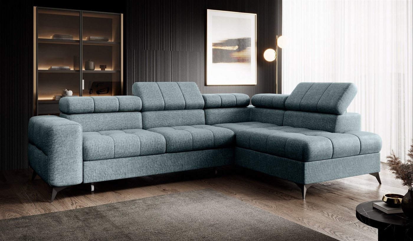 Fun Möbel Ecksofa Schlafsofa Sofa SPARKS in Stoff Infinity, Einstellbare Kopfstützen, inkl. Schlaffunktion mit Bettkasten, Rundumbezug von Fun Möbel