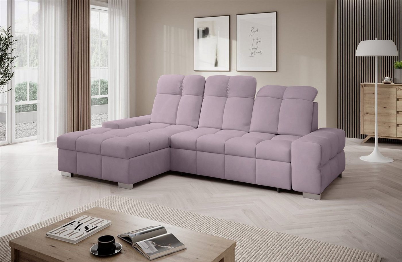 Fun Möbel Ecksofa Schlafsofa Sofa TEMPE MINI in Stoff Element, Ottomane Links oder Rechts, Rundumbezug, einstellbare Kopfstützen, Bettkasten von Fun Möbel