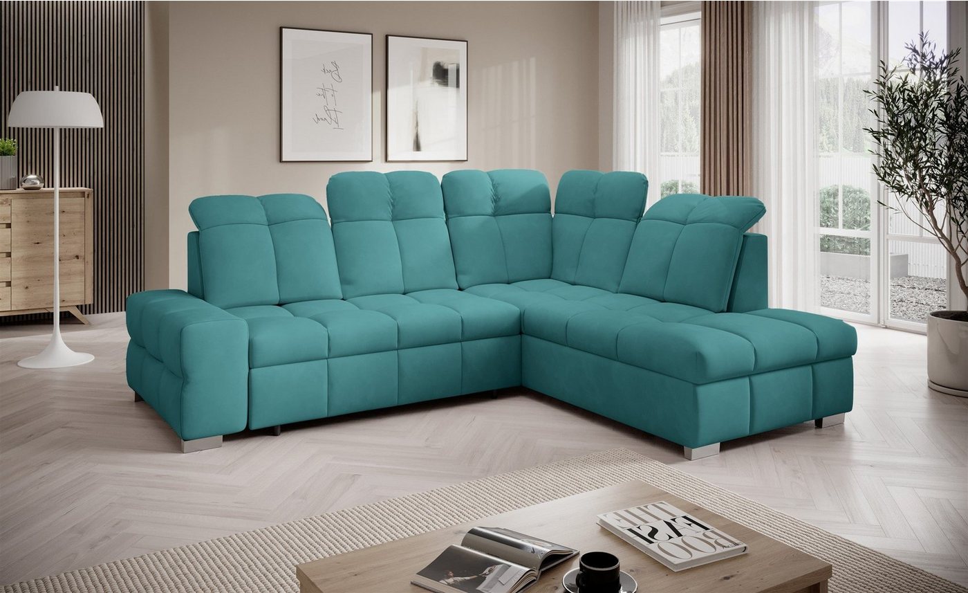 Fun Möbel Ecksofa Schlafsofa Sofa TEMPE in Stoff Element, Ottomane Links oder Rechts, Rundumbezug, einstellbare Kopfstützen, Bettkasten von Fun Möbel