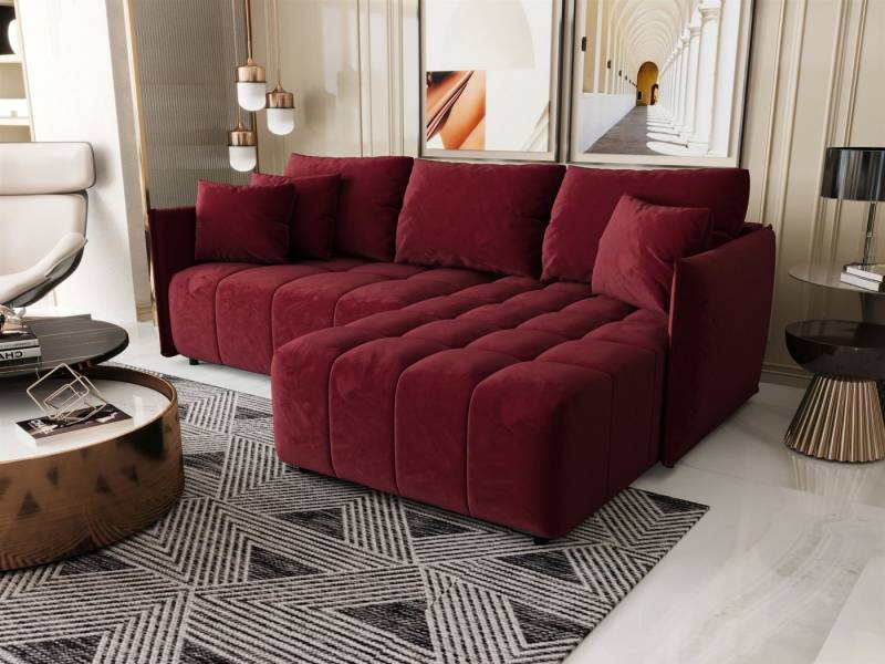 Fun Möbel Ecksofa Schlafsofa Sofa TREVISO in Stoff Monolith, Ottomane Links oder Rechts, Bettkasten, Rundumbezug von Fun Möbel